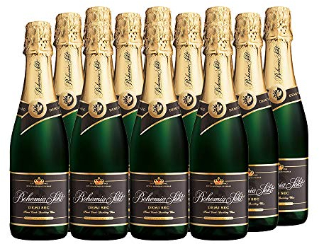 Bohemia Sekt demi sec - Halbtrocken vollen blumiger und prickelnder Partysekt zum Anstoßen (12 x 375ml)