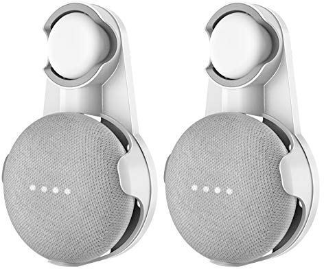 Cozycase Soporte para Nest Mini, Google Home Mini, gestión de Cables incorporada sin Tornillos (2-Pack, Blanco+Gris)