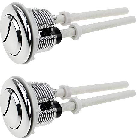 UBERMing 2 Stück Dual Flush Toiletten Wassertank Drucktasten 38mm Standard WC Taste Chrom Silber Toilettenspülknopf Zubehör für Hochdruckpumpen für Closestool