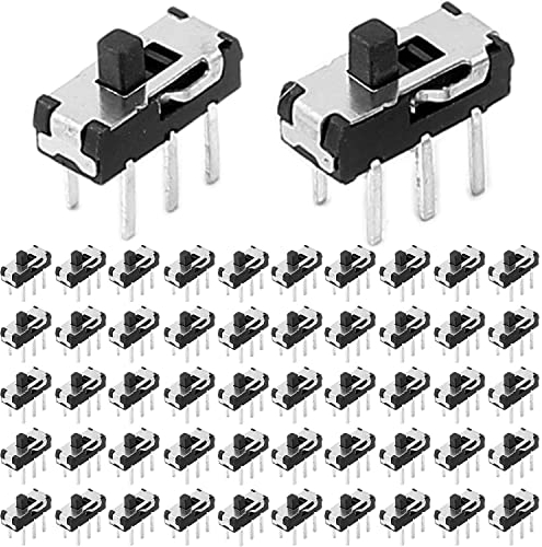 VISSQH 50pcs Interruptor deslizante,6 Pines 2 Posiciones DPDT Interruptor deslizante vertical, Mini interruptor deslizante de panel, micro interruptor,para DIY Electronics Project