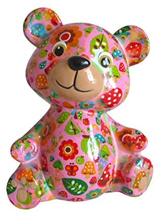 Spardose Bär rosa mit Pilzen Pomme Pidou Sparbüchse Teddy Sparschwein Geldgeschenk Geschenk