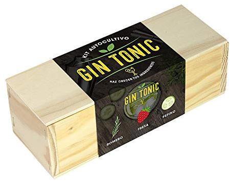 Kit Autocultivo Gin Tonic | Cultiva Romero, Fresa y Pepino en Casa | Regalo Original para Amantes de los Cócteles | Resetea