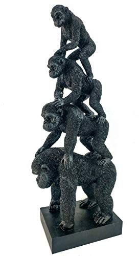 Vidal Regalos Dekofigur Familia Affe Gorilla, Harz, Schwarz, 40 cm