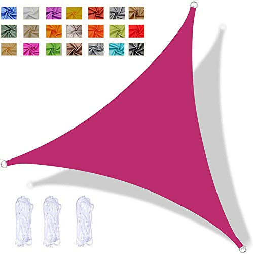 Voile D'ombrage Triangulaire, Store Pare-Soleil étanche, Protection UV, pour Jardin Extérieur Terrasse Cour, avec Corde (3x3x3m,Rose Rouge)