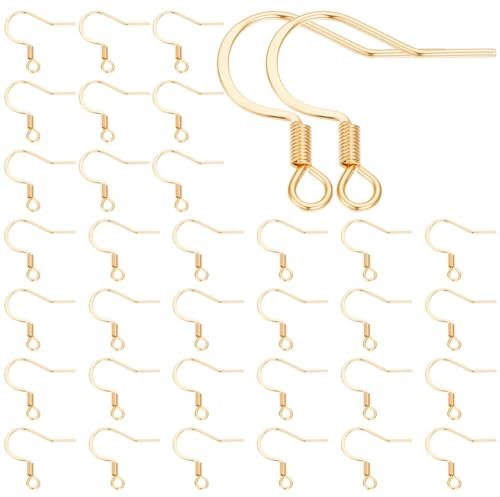 UNICRAFTALE Environ 100 pcs Crochets de Boucles d'oreilles 304 Acier Inoxydable Boucles d'Oreilles Broche 0.7mm Crochets Boucles d'Oreilles Doré Fil d'Oreille avec Boucle pour Fabrication de Bijoux