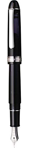 PLATINUM Japanese Fountain Pen #3776 Century Rhodium Black Diamond M/Black / 0.34-0.44 mm/Handmade / 14K Gold Nib/with Gift Box/Fountain Pen