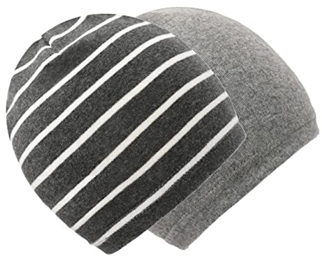 Foruhoo Unisex Baby Mütze Jungen & Mädchen Beanie Kleinkind Hut Herbst Winter (E: Grau Streifen,48M) (44-48, Einlagig: Grau+Grau Streifen)