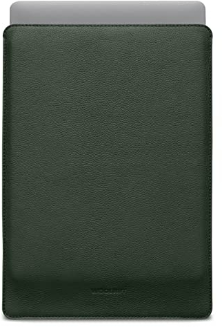 WOOLNUT Sleeve Case for MacBook Pro 16 - Charge in Sleeve - Full-Grain Leather, Wool Felt Interior - Tailor-Made Fit - Scandinavian Design, Compatible with Apple MacBook Pro 16 inch - Green