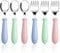 6 Piezas Cubiertos Infantiles de Acero Inoxidable, 3 Tenedores para Niños y 3 Cucharas para Niños, Cubiertos Bebe Personalizados para Uso en el Hogar y la Escuela(Mango Redondo, Azul Verde Rosa)