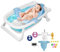 Sinbide Baignoire pliable pour enfants, Baignoire de salle de bain multifonction et avec thermomètre, table de bain et jouets, Baignoire de bain enfants 0-8 ans (Bleu)
