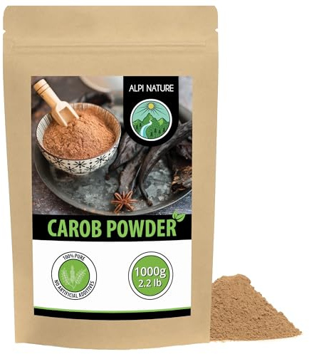 Alpi Nature Carobpulver 1kg, Johannisbrot gemahlen, Johannisbrotmehl | natürlicher Süßstoff, ideal für Brownies, Kuchen, Kekse & Puddings