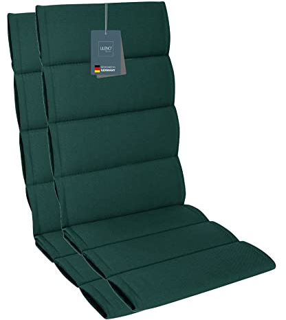 LILENO HOME Gartenstuhl Auflagen als [2er Set - Hochlehner] in Petrol Sundance - Bequeme Liegen als Sitzauflagen für Gartenmöbel - Stuhlkissen für Gartenstühle und Klappstühle