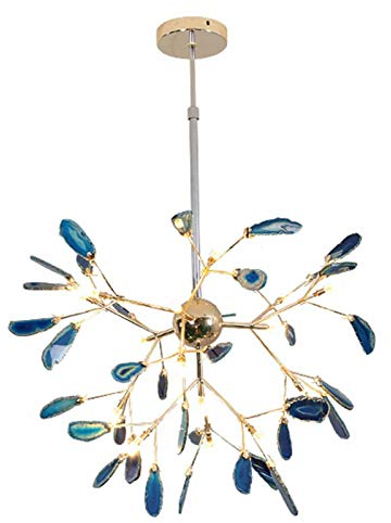 Led-anhänger-beleuchtung Decke Licht Fixture Hängende Lampe Kreative Achat Stück Kronleuchter,G4 Postmoderner Onyx Kronleuchter,Sputnik Firefly Kronleuchter-Gold und blauer achat 20