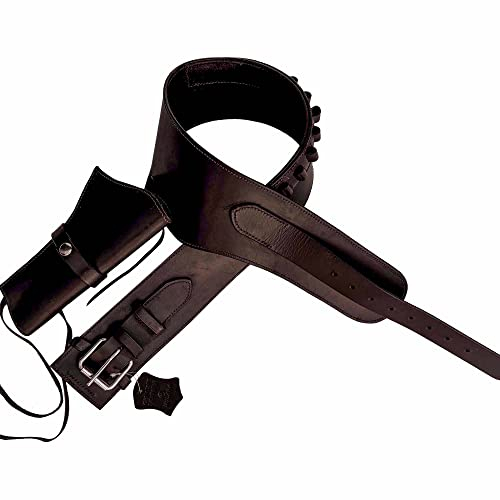 Hulara Pelle scamosciata pieno fiore, fondina occidentale liscia calibro .22, fondina occidentale 22 Gun Belt Heritage, fondina da cowboy, Lato destro marrone, Taglia-3 (42-44 pollici)