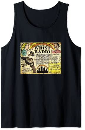 Retro Armbanduhr Radio Spy Getriebe Comic Buch Ad Grafik Tank Top
