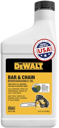 DEWALT – Biodegradable Bar & Chain Oil – Green, Eco-Friendly, Non-Toxic Professional Bar & Chainsaw Lubricant – Ultraclean All-Season Oil for Gas, Electric Saw, and Pole Saw, 16 oz