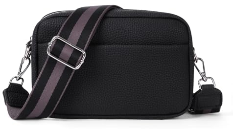 DKIIL NOIYB Crossbody Bag for Women, Small PU Leather Women's Cross-body Bags White Crossbody Camera Bag Removable Wide Strap Shoulder Bag Purse, 23