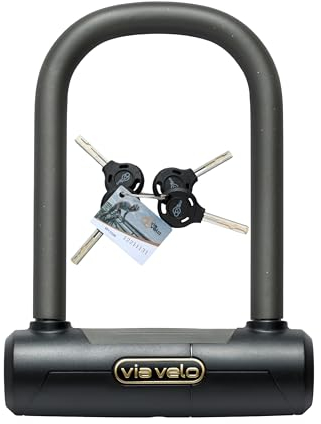 Via Velo Mini Bike U Lock| U Lock 20CrMnTi Steel Anti-Theft Lock with Bracket and Sold Secure Diamond Approval for Road, Mountain, Electric, Folding Bikes and Electric Scooters