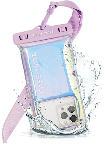 Case-Mate Soap Bubble IP68 Waterproof Phone Pouch - Travel Beach Cruise Ship Essentials - Floating Waterproof Phone Case with Crossbody Lanyard for iPhone 16 Pro Max/15 Pro/14/13/12/S24 - Iridescent