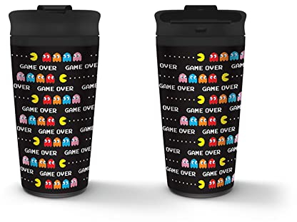 Pyramid Europe Pac-Man Thermobecher aus Metall (Game Over Design) 450ml Füllvolumen - Offizielles Lizenzprodukt