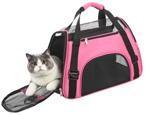 Hundetasche Netzgewebe Atmungsaktiv Katzentransportbox Faltbar Hundetragetasche Waschbar Matte Kleintiertasche Einstellbar Schultergurt Katzentasche Abnehmbar Transporttasche Hunde Katzen Welpen