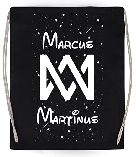 Newtee Marcus Und Martinus-Logo Schwarze Turnbeutel-Baumwollwiederverwendbare Kordelzug-Sporttasche