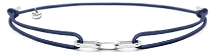 Nato Cuff - 925 Sterling Silber Links Nylonarmband - handgefertigt in Frankreich - verstellbar - Herren und Damenschmuck (Blau)