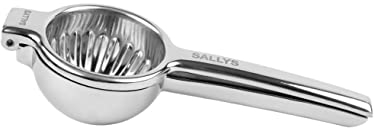 SALLYS Edelstahl Zitruspresse All-In-One – Profiqualität, Manuelle Saftpresse für Zitrusfrüchte, Robust & Spülmaschinenfest