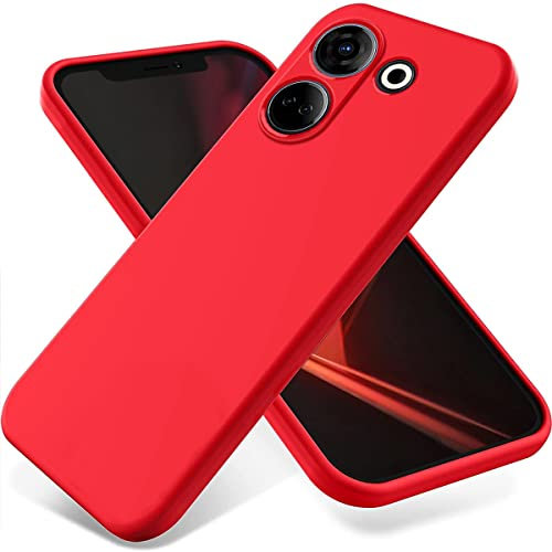 BRAND SET Funda para Tecno Camon 20 Pro, Caja Teléfono Silicona Líquida, con Forro Tela Microfibra Estuche Protector Suave al Tacto Carcasa para Tecno Camon 20 Pro-Rojo