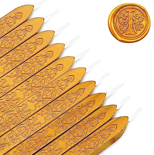 MeYuxg 10 Stück Siegelwachs Gold mit Dochten, Vintage DichtungsWachs, Wachssiegel Stock, Siegelwachs, Siegellack Gold für Briefsiegel & Wachssiegel Stempel (Gold)