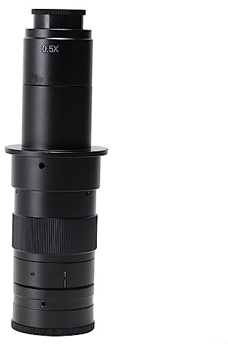 ZYWUOY C-Mount Mikroskopkamera Zoom Monokular Objektiv für Video Mikroskopkamera 10X-180X, Metall, LED, Wie Abgebildet