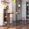 COSTWAY Table Haute Cuisine avec Tabouret, Mange Debout Industriel avec Porte-Verre Porte-Bouteilles, Table Bar avec Tabouret 2 Personnes Compact pour Cuisine Salle à Manger Salon Bistro