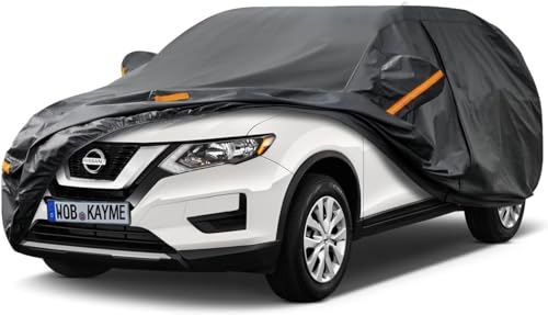 Kayme Autoplane Wasserdicht Atmungsaktiv für Nissan X-Trail (2001-2025), 7 Schichten Vollgarage Autoabdeckung für Regen Sonne Staub Schutz Verkratzt, Autoabdeckung mit Reflektierenden Streifen.