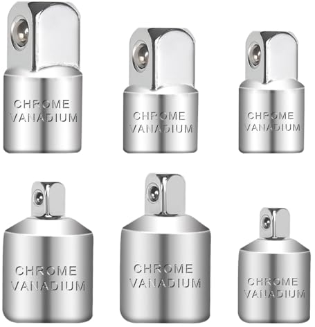Stecknuss Adapter, 6 Stück Stecknuss-Adapter für Ratschen 3/8 auf 1/4, 1/4 auf 3/8, 1/2 auf 3/8, 3/8 auf 1/2, 1/4 auf 1/2, 1/2 auf 1/4 für Nuss Knarren Steckschlüsseln