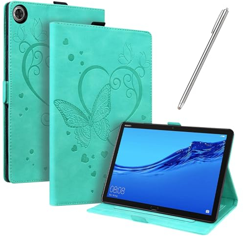 JayModCase Funda para Huawei MediaPad M5 Lite 10 10,1 Pulgadas, PU Protectora Carcasa con Función de Soporte, Ángulo de Pie Ajustable (Verde)