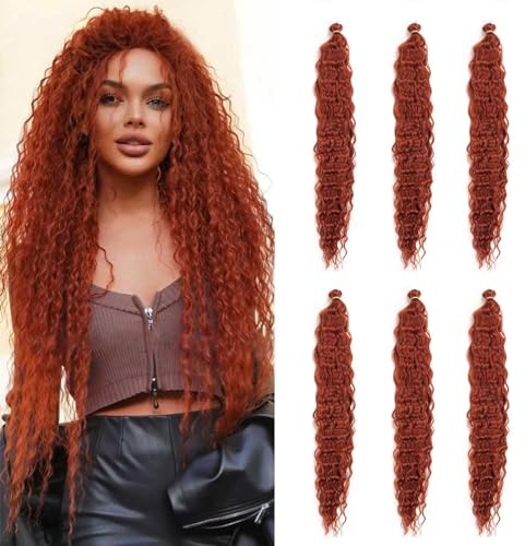 SHIHERESH Ocean Wave Crochet Hair Extensions - Tiefe Welle Synthetische Zöpfe für Frauen - Lockige Flechterweiterungen