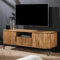 RINGO-Living Massivholz TV Lowboard Fedja Mangoholz Schwarz, Industrial Style Sideboard, Konsolentisch Metall, Fernsehschrank Wohnzimmer, Kommode