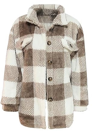 Veste Chemise Polaire Femme Chemisier En Flanelle Carreaux Surchemise Manches Longues Automne Hiver Blouse Manteau Polaire Chaude Oversized Décontracté Chemise Mode Bûcheron Veste