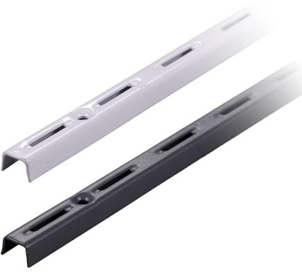 BOOMET Wandschienen 1-reihig Weiß 150cm 2 Stück · 2 Farben · Regalschienen für Regalträger/Wandregal · Regalbodenträger aus Stahl · pulverbeschichtet · Einfache Montage