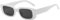 RUNHUIS Retro Rechteck Sonnenbrille Damen Herren Chunky Sonnenbrille Vintage Small Square Fashion Brille (Weiß-2)