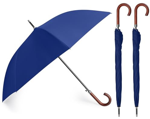 Silkfly 2 Pcs 48 Inch Auto Open Stick Umbrella, Navy Blue