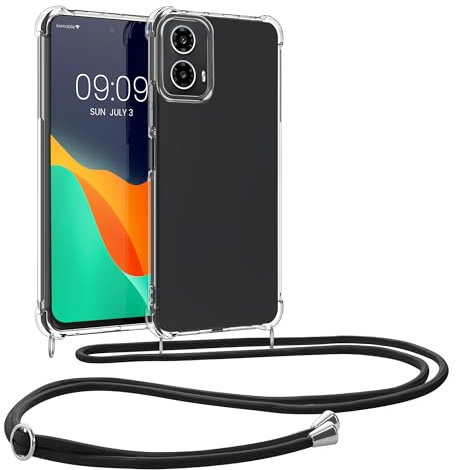kwmobile Carcasa Compatible con Motorola Moto G34 5G Funda con Cuerda - Funda con Correa Colgante - Cordón Ajustable - Bordes elevados
