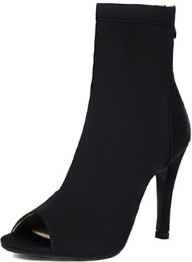 SWDZM Scarpe da Ballo Latino Salsa Moderno con Tacco Alto Professionali Nozze Festa Stivali da Ballo,07,Nero,Tacco-7CM,EU 39