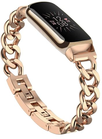 Wizvv Bracelet Compatible with Fitbit Luxe Bands, Slim Metal Strap, Stainless Steel Adjustable Bands, Replacement Bands for Fitbit Luxe Smart Watch for Women and Men