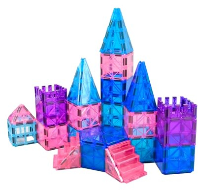 Wonder Toys 34 Teile Eisprinzessinnen-Schloss Klassisches magnetisches Konstruktionsset für Kinder ab 3 Jahren