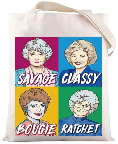 LEVLO Rose & Dorothy Tragetasche Blanche & Sophia Geschenk Golden TV Savege Bougie Classy Ratsche Schultertasche Golden TV Show Merch, Savege Tragetasche, Medium