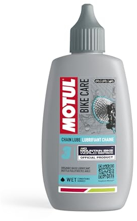 Motul Schmiermittel für Offroad-Fahrrad-Ketten für nasse Einsatzbedingungen, Verschleiß- und Rostschutz, Besonders wasserfest, Flasche mit Tropfspitze, Bike Care Chain Lube Wet Off Road, 100 ml