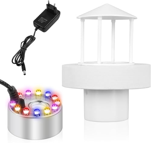 Ultraschall Vernebler, 12 LED Mini Nebelmaschine, mit Spritzschutz, Nebler Nebelkapazität≥400 ml/H, Zerstäuber Farbe ändert, Zerstäuber für Halloween Pumpkin, Hexentopf, Brunnen, Teich (weiß)
