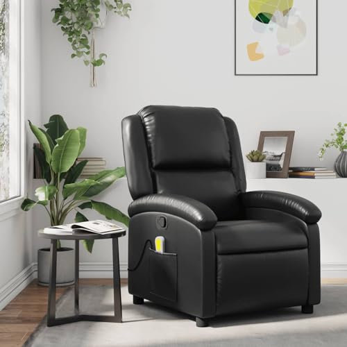 IKAYAA Massage Sessel, Massagestuhl, Fernsehsessel, Wohnzimmer Sessel, Liegesessel, Relaxsessel, Massagesessel Schwarz Kunstleder