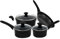 Comfy Nest, CN04661-BLK, Ensemble de batterie de cuisine 7 Pièces avec revêtement en marbre, compatible tous feux, poignées ergonomiques, facile à nettoyer, Couleur : Noir